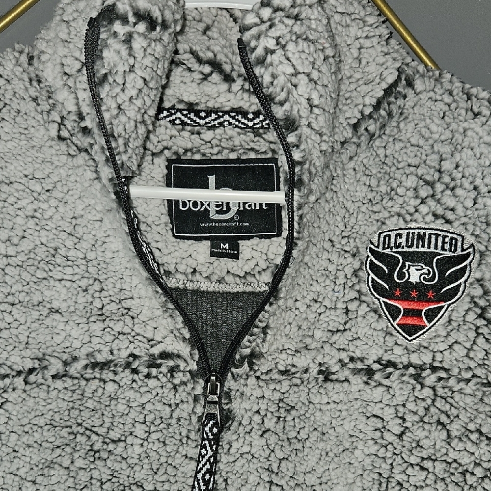 Gray Sherpa Fleece Jacket with DC United Logo